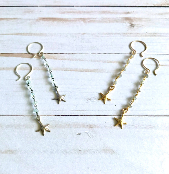Starfish + Gemstone Earrings
