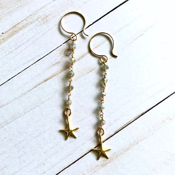 Starfish + Gemstone Earrings