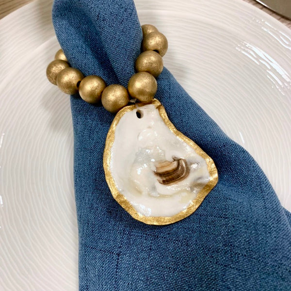 Oyster Shell Napkin Rings-Set of 4-Natural