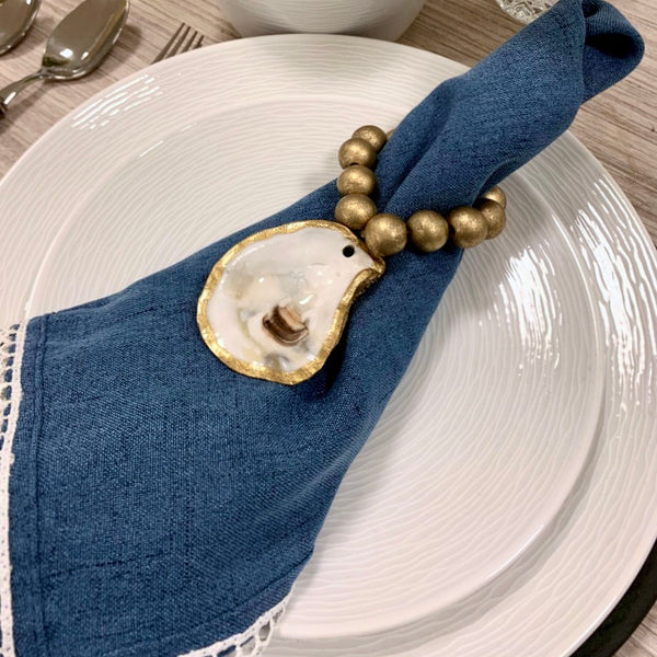 Oyster Shell Napkin Rings-Set of 4-Natural