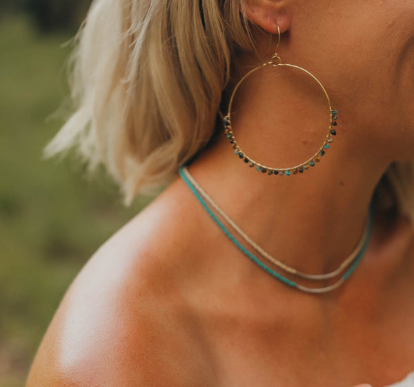 Sterling Silver Tube Necklace (Turquoise or Sand)