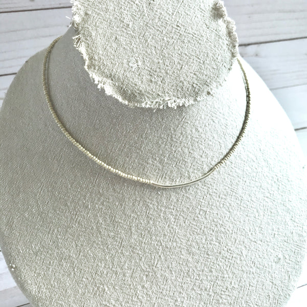 Sterling Silver Tube Necklace (Turquoise or Sand)