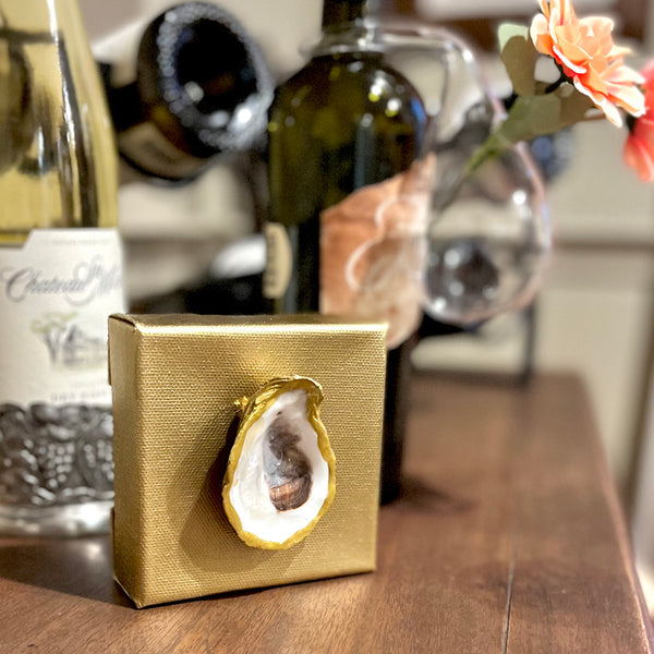 Natural Oyster on Gold Canvas