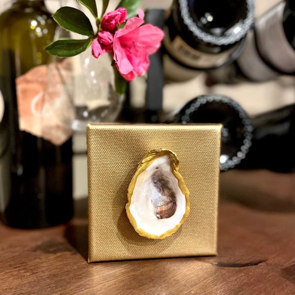Natural Oyster on Gold Canvas