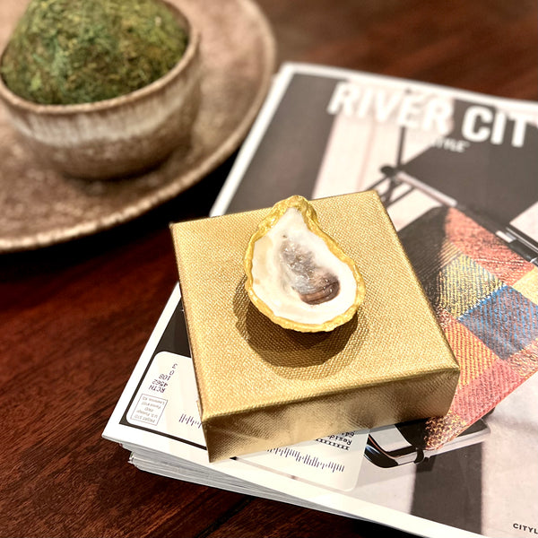 Natural Oyster on Gold Canvas
