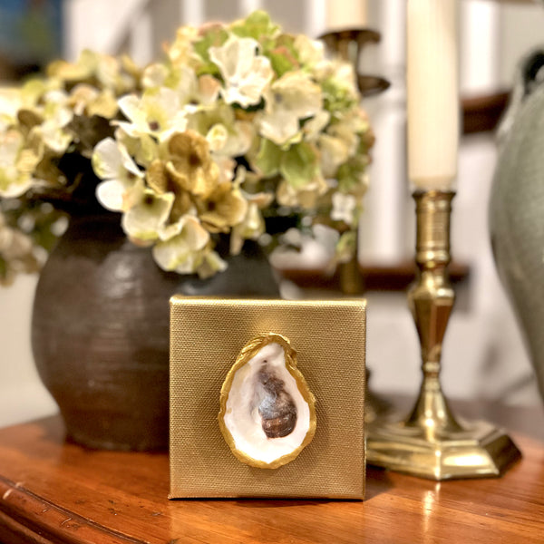 Natural Oyster on Gold Canvas