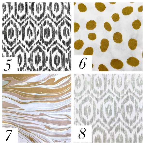 Patterned Oyster on White, Gold-trimmed Canvas