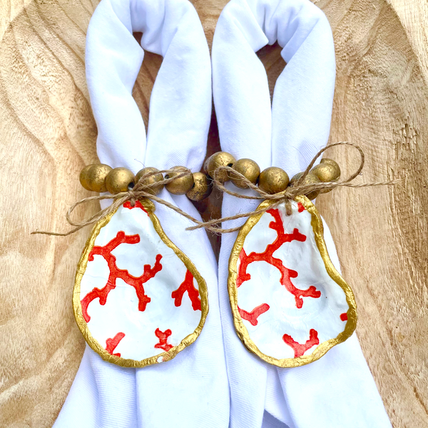 Patterned Oyster Napkin Rings