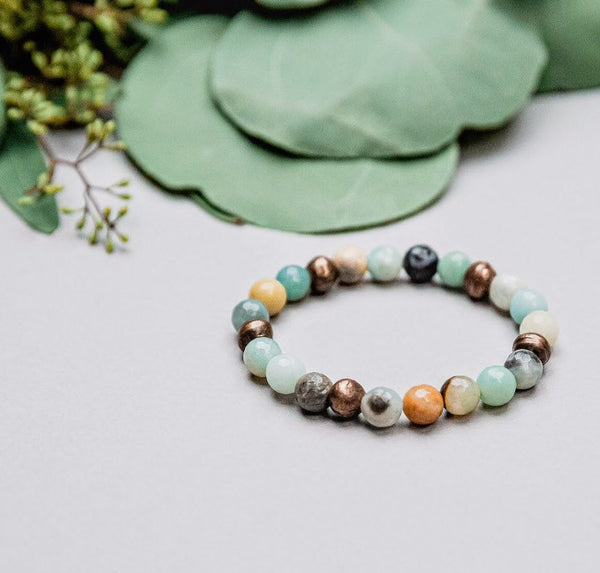 Amazonite + Copper Bead Bracelet