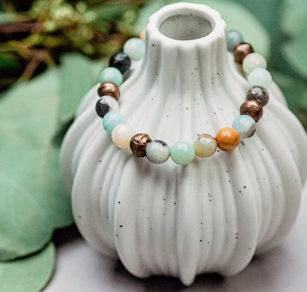 Amazonite + Copper Bead Bracelet