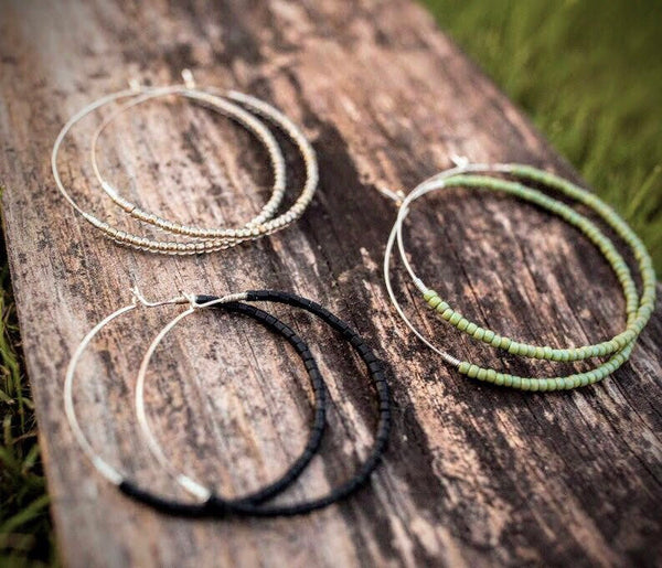 Hoop Earrings-Large Beads