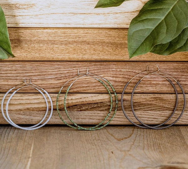 Hoop Earrings-Small Beads