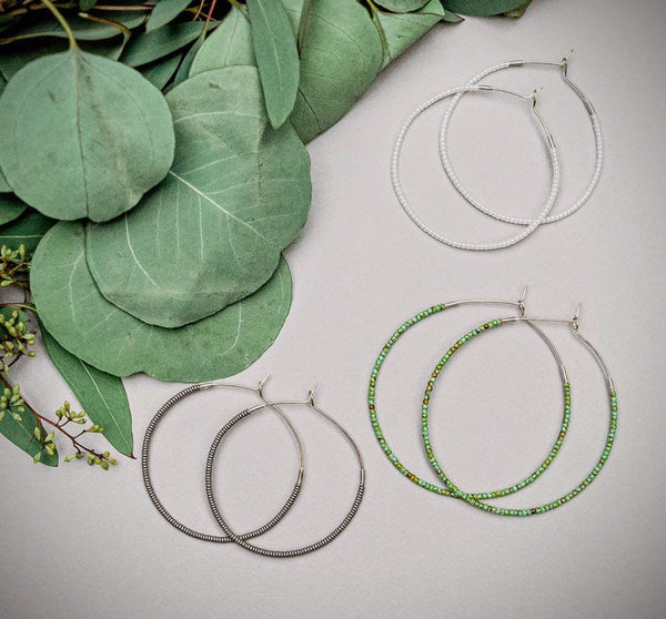 Hoop Earrings-Small Beads