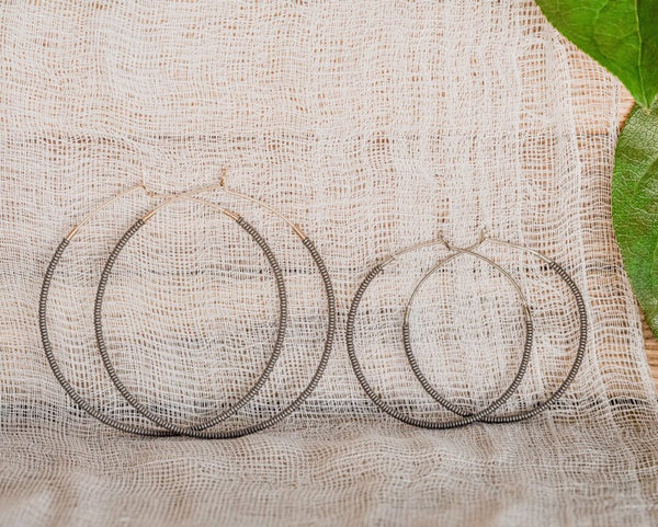 Hoop Earrings-Small Beads