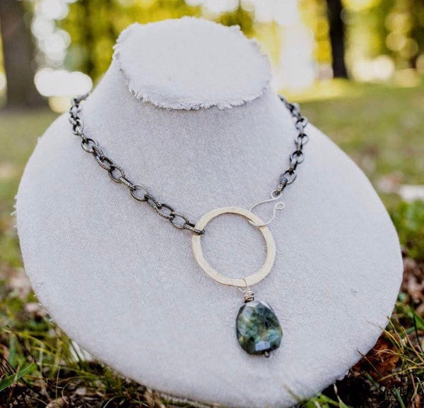 Gold Ring + Labradorite Necklace