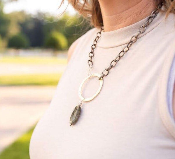 Gold Ring + Labradorite Necklace