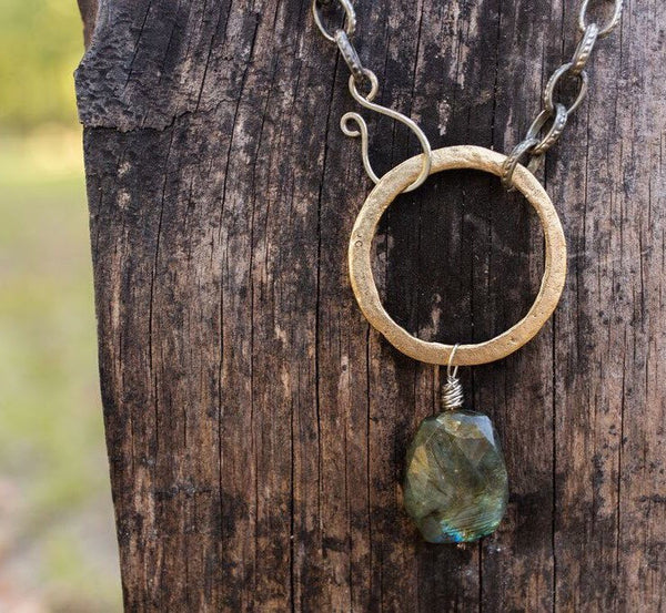Gold Ring + Labradorite Necklace