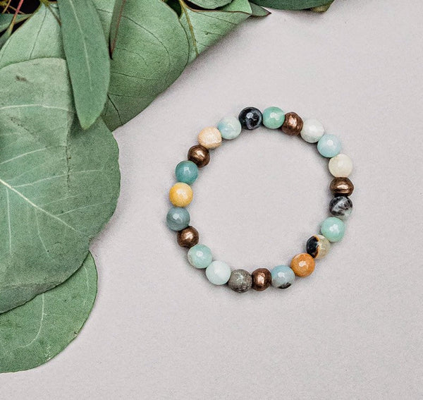 Amazonite + Copper Bead Bracelet