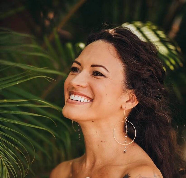Simple Hoop Earrings with Gemstone Chain