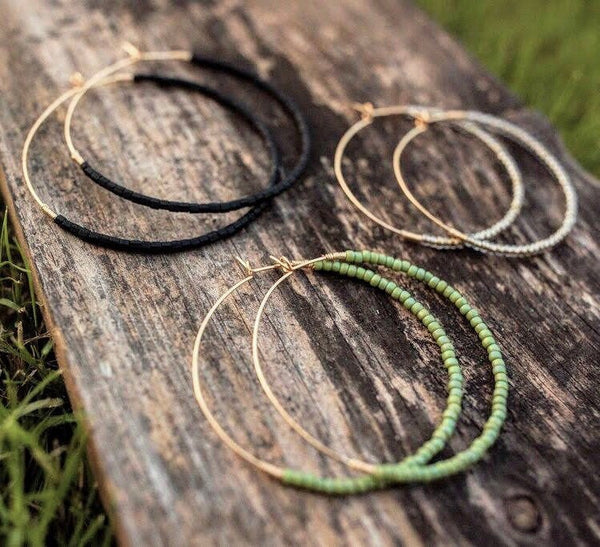 Hoop Earrings-Large Beads