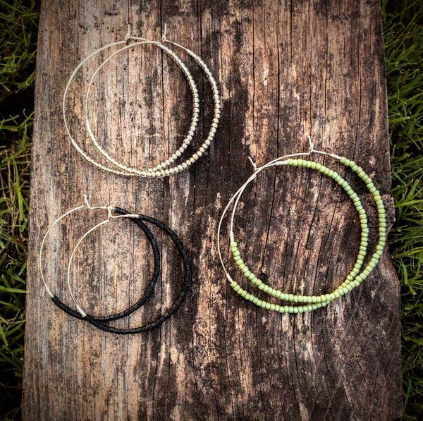 Hoop Earrings-Large Beads