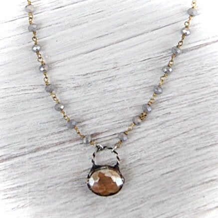 Crystal Pendant + Rosary Chain Necklace