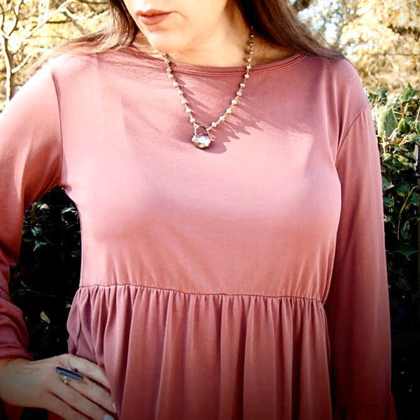 Crystal Pendant + Rosary Chain Necklace