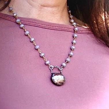 Crystal Pendant + Rosary Chain Necklace