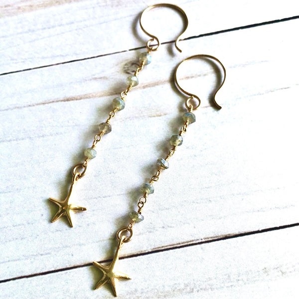 Starfish + Gemstone Earrings