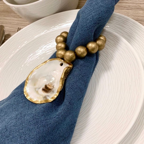 Oyster Shell Napkin Rings-Set of 4-Natural