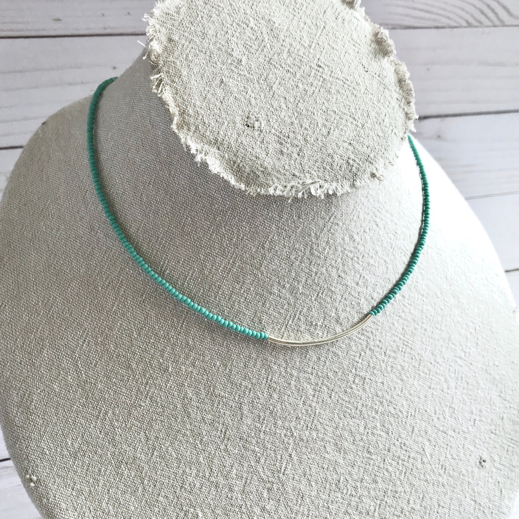 Sterling Silver Tube Necklace (Turquoise or Sand)