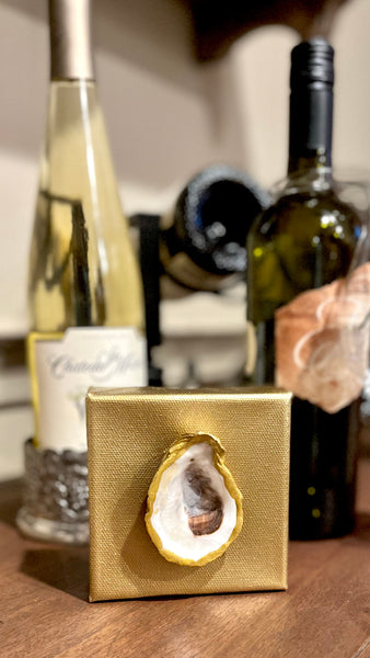 Natural Oyster on Gold Canvas