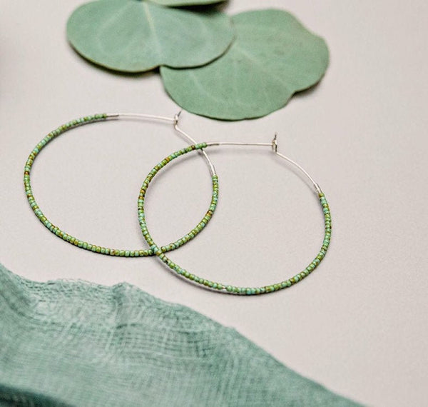 Hoop Earrings-Small Beads