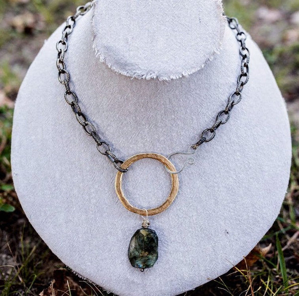 Gold Ring + Labradorite Necklace